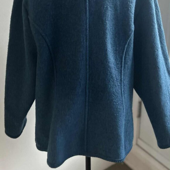 Geiger Petrol Blue Boiled Wool Cardigan Jacket w/ Pockets & Silver Buttons EU 50 - Picture 4 of 11